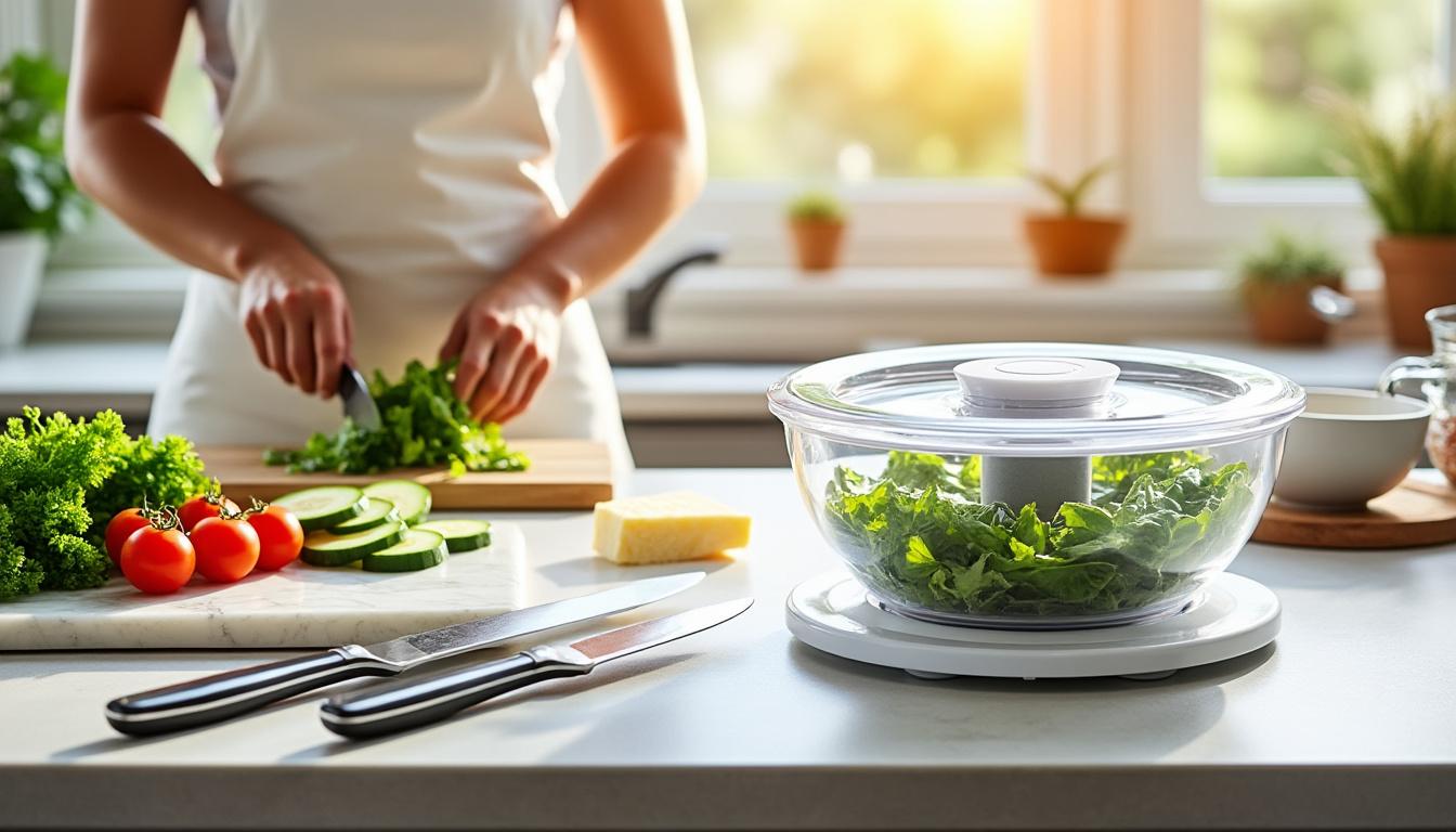 découvrez notre sélection des 7 meilleures essoreuses à salade pour obtenir une salade parfaitement sÚche et croquante à chaque utilisation.